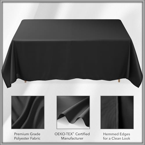 Lann's Linens 10 Pack 90 x 132 Inch Rectangular Tablecloth, Washable Polyester Fabric Table Cloth for Dining Tables, Restaurants, Weddings - Black - Thumbnail 5