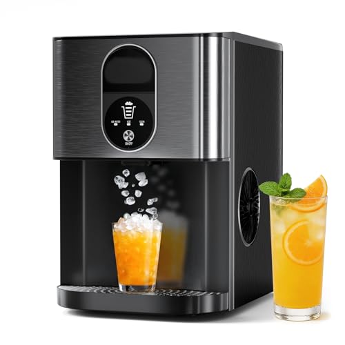 Image of Kndko Nugget Ice Maker, 44lbs /24H Countertop Pebble Ice Machine with Self-Cleaning Dispenser, Soft Chewable Pellet Ice, 3.3lbs Storage for Home /Kitchen /Office /Party, Stainless Black