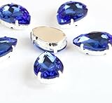 SDGBCXD Diamantes de imitación, Hebilla con Base de Metal y Diamantes imitación Piedra Cristal en Forma lágrima for decoración Bodas(Blue,13x18mm 50pcs)