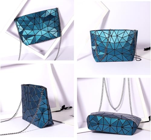 Geometric Lattice Luminous Purse Chain Crossbody Clutch Purses Tote Handbags Holographic for Women2