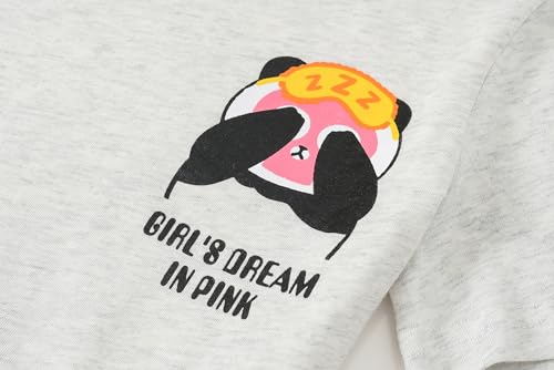 CYCHELRY Big Girls Pajamas Set Cut Cat and Bear Printed Short Sleeve Summer Sleepwear Loungewear Size 6-163