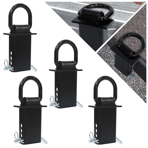 Stake Pocket D Ring - 4pcs Trailer Stake Pocket D Ring, 16,200lbs Heavy Duty Stake Pocket Tie Downs for Flatbed Trucks and Utility Trailer, Removable D Rings Stake Pocket with 4 Holes for Adjustable