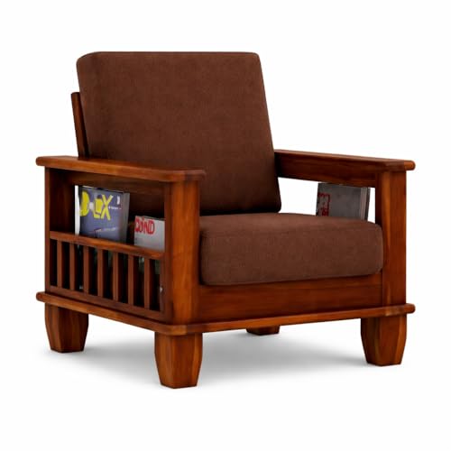 Image of 5 Seater Solid Sheesham Wood Sofa Set for Living Room | Wooden Sofa Set | Sofa Set Furniture for Home| 3+1+1 Sofa Settee -Honey Finish