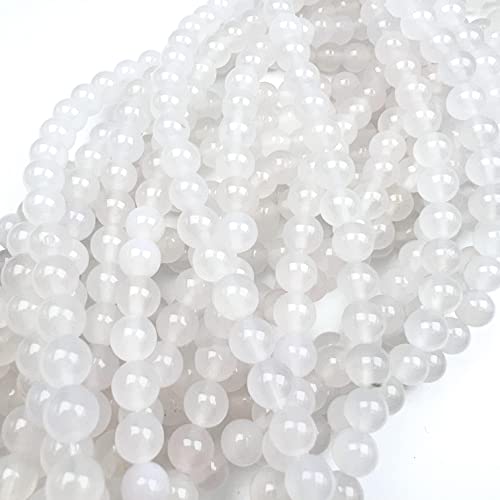 Qiwan Natural Round Loose Beads Jewelry Making Diy Bracelet Necklace Material 1 Strand 15 Inches (6Mm, Smooth Surface White Onyx Agate) #TOP4