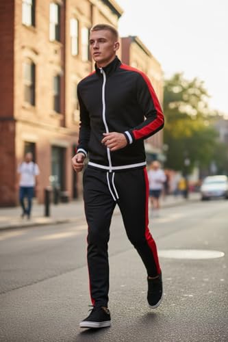 Image of SCREENSHOT-TRACK JACKET Mens Urban Hip Hop Premium Track Jacket - Slim Fit Side Taping Sportswear Urbanwear Streetwear Top