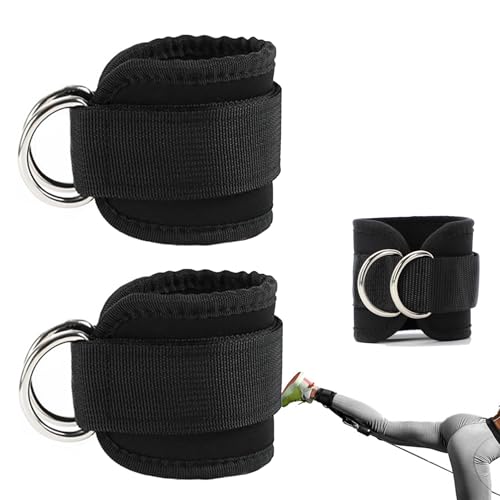 iCovalescent 2 Piezas Tobilleras Poleas Gym, Pesas para Tobillos, Tobilleras con Peso, Correas Tobillo Gimnasio para Patadas Gluteos, Fitness - Accesorios Gym Unisex(Negro)
