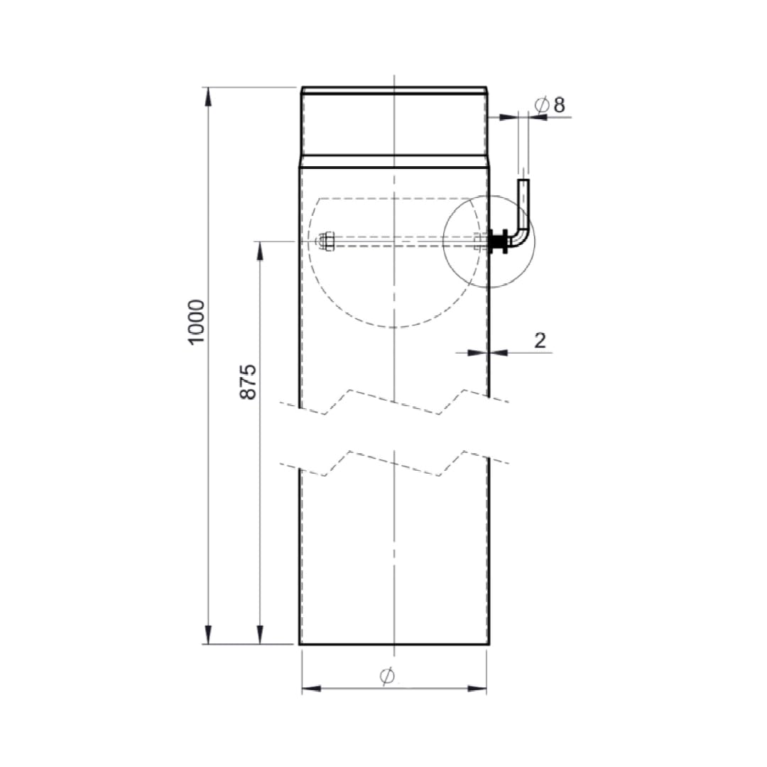 Feuercampus Ofenrohr Ø 150 mm, 100 cm, Gussgrau mit Drosselklappe, Stahlblech, hitzefest, für Kaminöfen und Regelfeuerstätten, CE-zertifiziert, einfache Montage