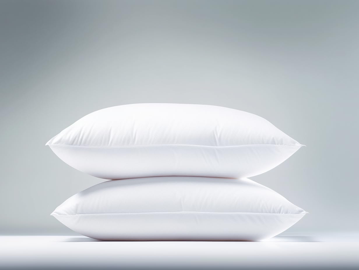 Goose Down Feather Pillows Standard Size Set of 2 Pack Hotel Collection Bed Pillow for Sleeping Medium Firm Support for Side Stomach & Back Sleepers, 20x26 Inch