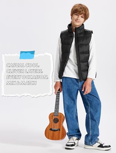 Packable Puffer Vest for Boys Lightweight Water-Resistant Kids' Outerwear Sleeveless Jacket with Zippered Pockets2