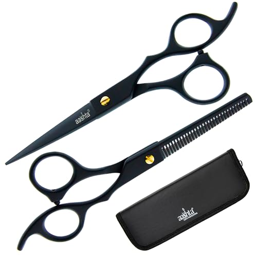 Reviews de Tijeras estetica - los más vendidos. 48 Estuche De Tijeras Para Estilista Barber Peluquero Aashta 6' (Negro)