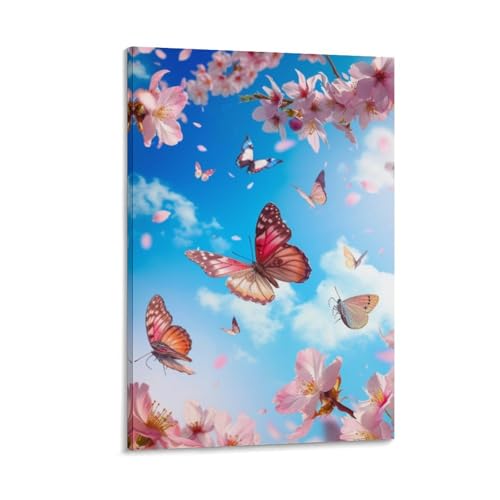 Impression sur toile papillon rose pour une ambiance douce de chambre