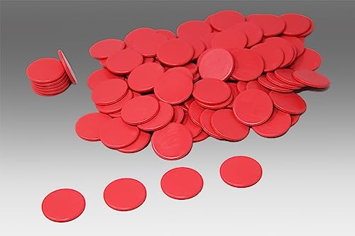 Spielchips rot (100 Stück) aus RE-Plastic® | Zählchips Marker Tokens ø 25 mm