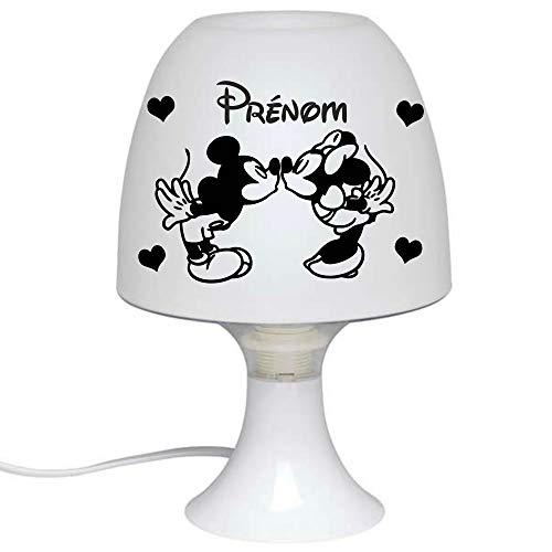 Lampe de Chevet Enfant Veilleuse Personnalisée - 15 motifs/8 couleurs au choix - Idéal chambre de bébé - Cadeau de naissance Baptême - Anniversaire - Noël Plaisir d'offrir - Visuel Souris Amoureuses