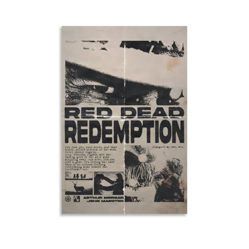 ATVIOX Red Dead Poster Redemption 2 Poster auf Leinwand ästhetische Wandkunst moderne Heimdekoration für Schlafzimmer Wohnzimmer 30 x 45 cm ungerahmter Stil