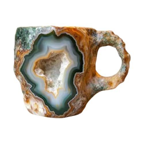 2026 Resin Material Coffee Mugs, 13 Oz, Purple, Art Deco, Rustic, Mystery, Ore Pattern, BPA Free, Reusable, Eco-Friendly, Dishwasher Safe(Mineral Cup - Green Yellow Ore)