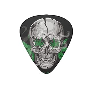 Lot de 12 médiators de guitare avec tête de mort vert-marijuana noir pour guitare électrique, basse acoustique, cadeau idéal pour les amateurs de guitare acoustique - Les Beatles, Paul McCartney, John Lennon, RIngo Starr, George Harrison