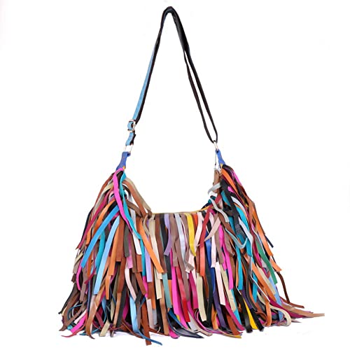 Bolso multicolor de cuero genuino para mujer miniatura 1
