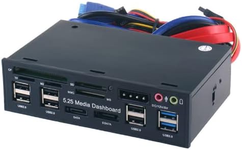 525E 5.25inch Internal CardReader Front Panel USB 3.0 ESATA PC Computer Optical Drive Hub Media Dashboard Card Reader Multifuntion