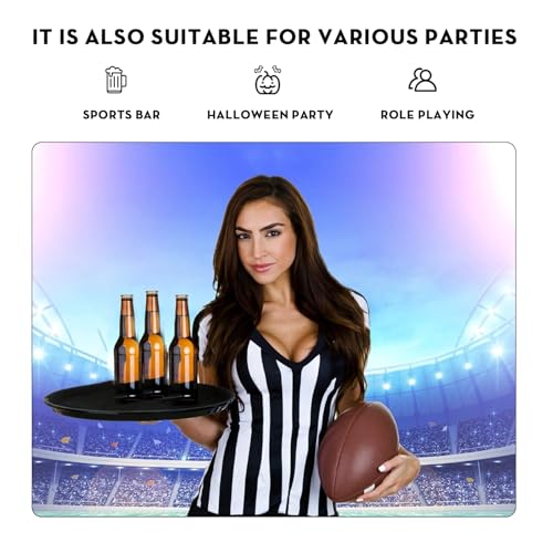 Vkt W-CPF-V-M Referee Shirt Womens Official Ref Jersey Black And White Stripe V-Neck Uniform For Basketball Football Soccer Halloween Costume M thumb #1