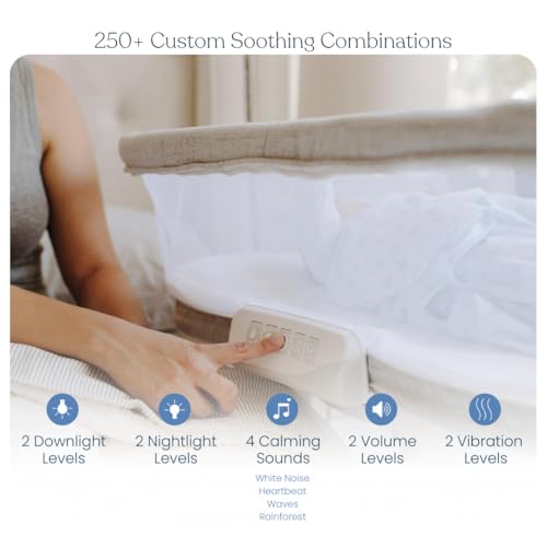 HALO BassiNest Luxe Swivel Sleeper - Over-Bed Baby Bassinet with 360° Rotation, Vibrations, White Noise, and Safe Close-Sleeping Design, Dove Grey Tweed - image 4