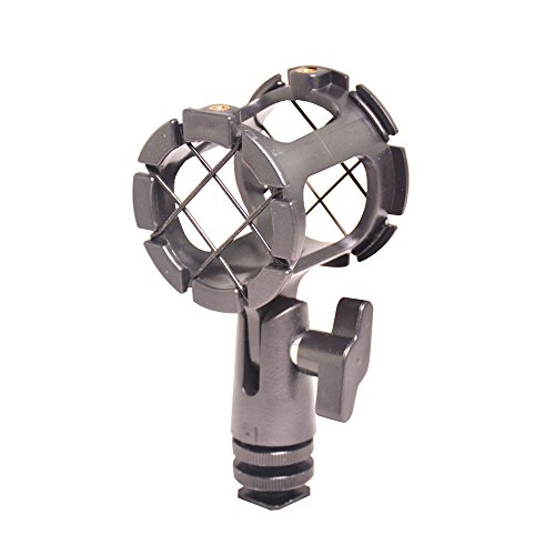 Bestshoot Microphone Shock Mount Universal Holder Clip + Hot Shoe Adapter for Condenser