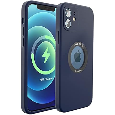LOFTer Liquid Silicone Case Designed for iPhone 12 Case Compatible with Magsafe Wireless Charging iPhone 12 Cover Gel Rubber with Clear Logo Window Protective Case for iPhone 12 2020 6.1 Inch Blue Cover