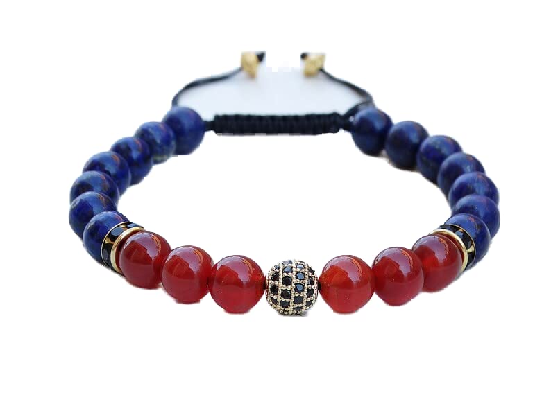 Bracelet lapis lazuli carnelian idée cadeau bien-être mixte ajustable