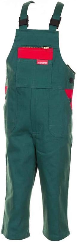 Planam 166146 Children's Dungarees, 146/152, Mid Green
