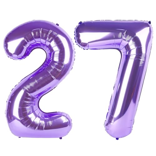 27 Balloon - Purple Birthday Number Balloons, 40 Inch Decorations Men Women