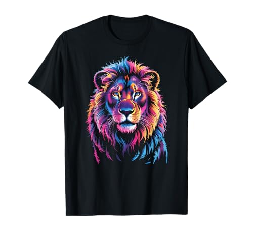 Lion Zoo Day Colorido Amante de los Animales Vida Silvestre Hombres Mujeres Niños Camiseta
