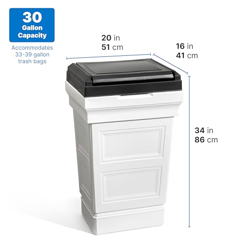 Step2 Atherton Large Garbage Container, Indoor/Outdoor Trash Can with Lid, Weather Resistant, Made of Durable Plastic, Weather-Resistant, Classic White by Step2 - Image 6