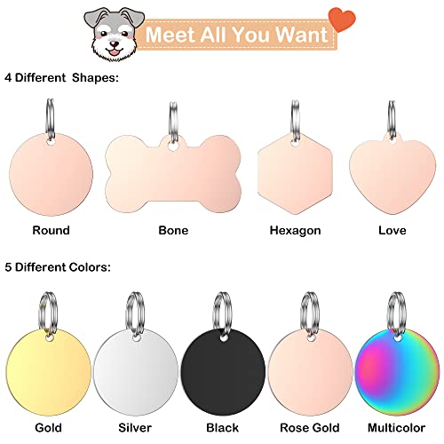 Dog Tags Engraved For Pets - Gisuery Stainless Steel Pet Id Tags For Dogs - Customized Dog Cat Tag Double Sided Engraving - Pet Tags Personalized Dog Tags With 9 Designs (Round - Multistyle) #TOP1