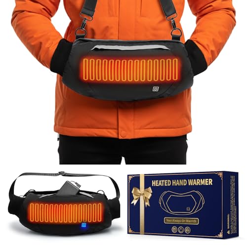 Heated Hand Warmer Rechargeable with 10000mah Battery, Electric Hand Warmer Pouch with 3 Settings, Heated Gloves for Men Women, Electric Hand Muff Pocket for Football, Hunting, Golf, Fishing