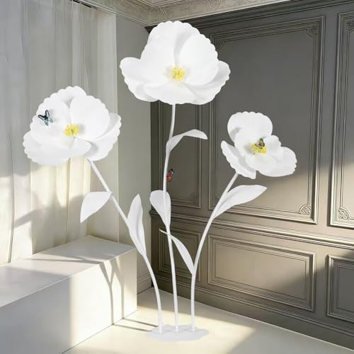 3 Pcs 5.8 Ft Handcrafted Giant Poppy Flowers Stunning Large