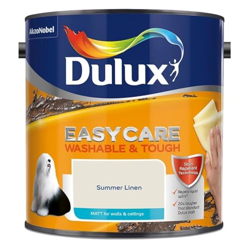 Summer Linen Dulux Easycare Matt Emulsion Paint 2.5L – Washable & Stain Resistant, Durable Matt Finish, Quick Dry, Low Odour Interior Wall & Ceiling Paint