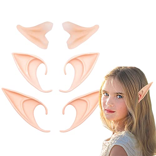 COLEESON Elfenohr, 3 Stücke Elfenohren aus Latex, Weiche, Spitze Koboldohren für Halloween, Weihnachten, Cosplay -Elfen-Vampirohren (3PCS) Cover