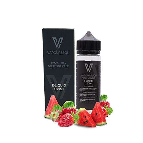 Vapoursson 100 ml Fresa - Sandía 0 mg de E-líquidos a corto llenar botellas libre de nicotina 50/50 PG/VG - Sabores muy fuerte para E-Shisha y E-cigarrillos eLiquid