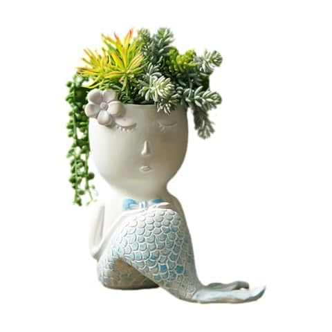 CBLdF Cute Succulent Planter, Mermaid Vase, Creative Planter for Garden and Home,Unique Outdoor Indoor Planter with Drainage Hole (Model 1) Cover