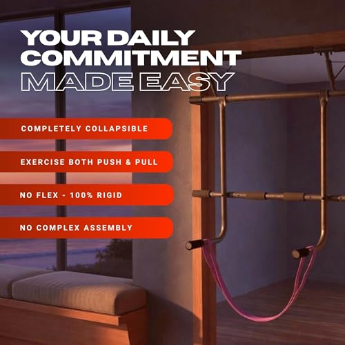 JACKAL Door Pullup Bar and Dip Bar Station - Removable Dip Bars, Rigid NO WOBBLE, Easy Folding Storage, No Screws, Dip Station and Pull-up Bar for Doorway, Collapsible Dip Station, No Door Damage, High Weight Capacity, Foldable Bodyweight Workout Station