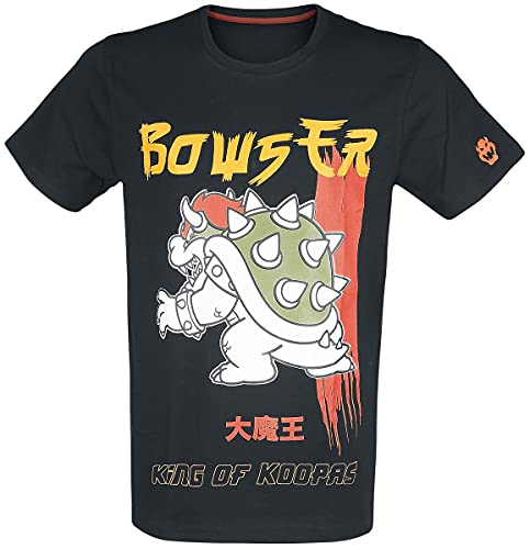 SUPER MARIO- Camiseta King Koopa Nintendo Merchandise, sólido, Color Negro, Large (Difuzed...