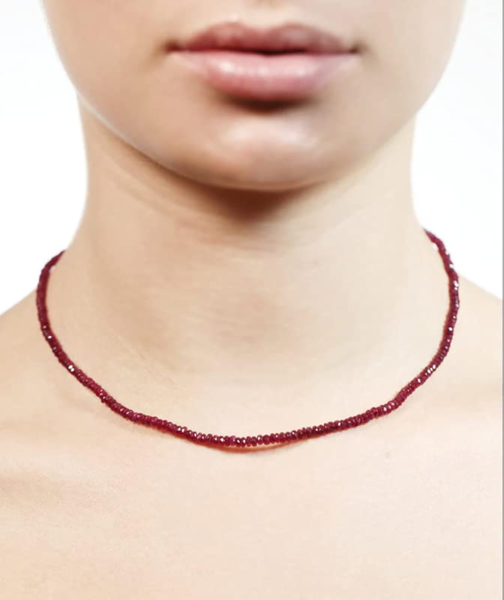 Women's Ruby Beads Cocktail Necklace with Extendable Cheddia
