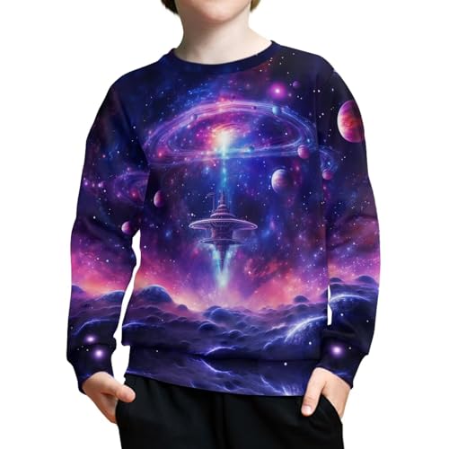 Boys Sweatshirts Kids Casual Loose Crewneck Sweater Pullover Shirt Tops Size 6-16