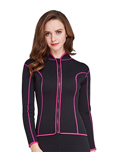 Mujer 2mm Traje de Neopreno Manga Larga Chaqueta Parte Superior Traje de Surf Traje de baño Modesto Swimsuit Cover