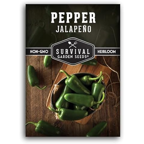 Survival Garden Seeds - Jalapeño Pepper Seed for Planting - Packet with Instructions to Plant and Grow Green or Red Chili Peppers in Your Home Vegetable Garden - Non-GMO Heirloom Variety - Single Pack Cover