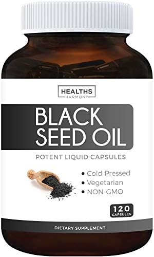 Black Seed Oil - 120 Softgel Capsules (Non-GMO & Vegetarian) Premium Cold-Pressed Nigella Sativa Producing Pure Black Cumin Seed Oil with Vitamin E - 500mg Each, 1000mg Per 2 Capsule Serving