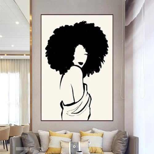 Toile minimaliste femme noire KEBIA pour un salon moderne et chaleureux
