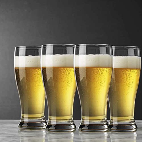 Premium Pilsner 19.25 Oz Beer Glasses Set Of 4 Pint Glasses By Glaver's, Tall Designed European Glass Tumbler Cups. For Bar, Cocktails, Beer, Soda, Juice, Beverages, Wheat, Ideal Gift For Men. #TOP1