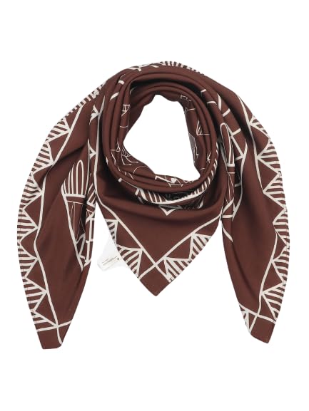 Beau DesignWomen's Stylish Square Polyster Trendy Digital Printed Fashion Head Neck Scarf Stole Wrap Brown - Large 29" X 29"