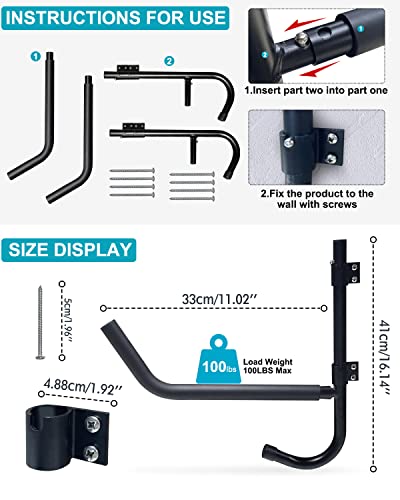 Ediors Kayak Wall Mount Rack Folding Kayak Storage Racks For Garage With 100Lbs Capacity For Kayaks,Canoes,Boats Indoor Storage (Black) #TOP4