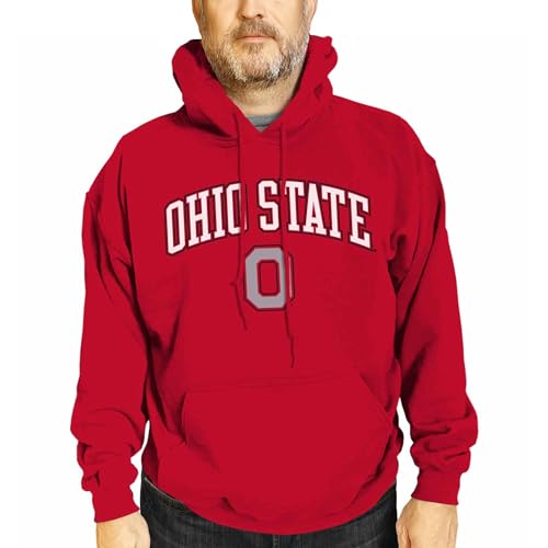 Sudadera NCAA roja de adulto con logotipo en arco y capucha protectora